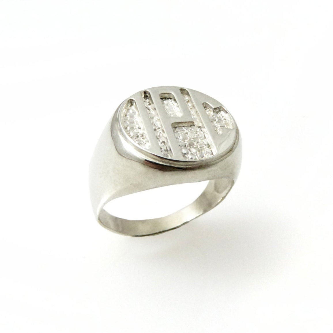 Mens circle initial ring