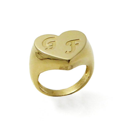 Gold monogram ring