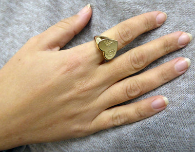 Gold monogram ring