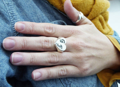 Heart Initial ring