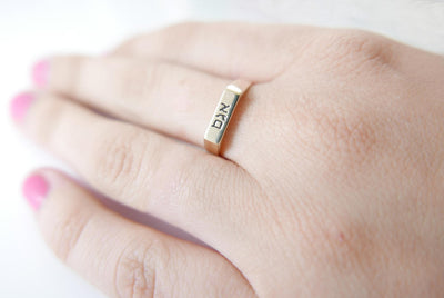 Gold Hebrew name ring