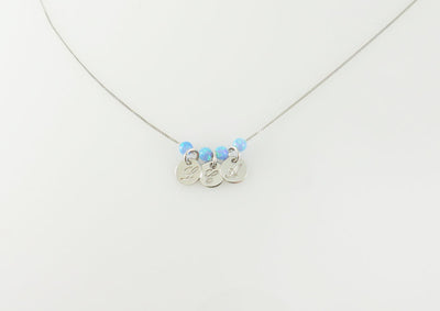 Letter charm necklace with opal