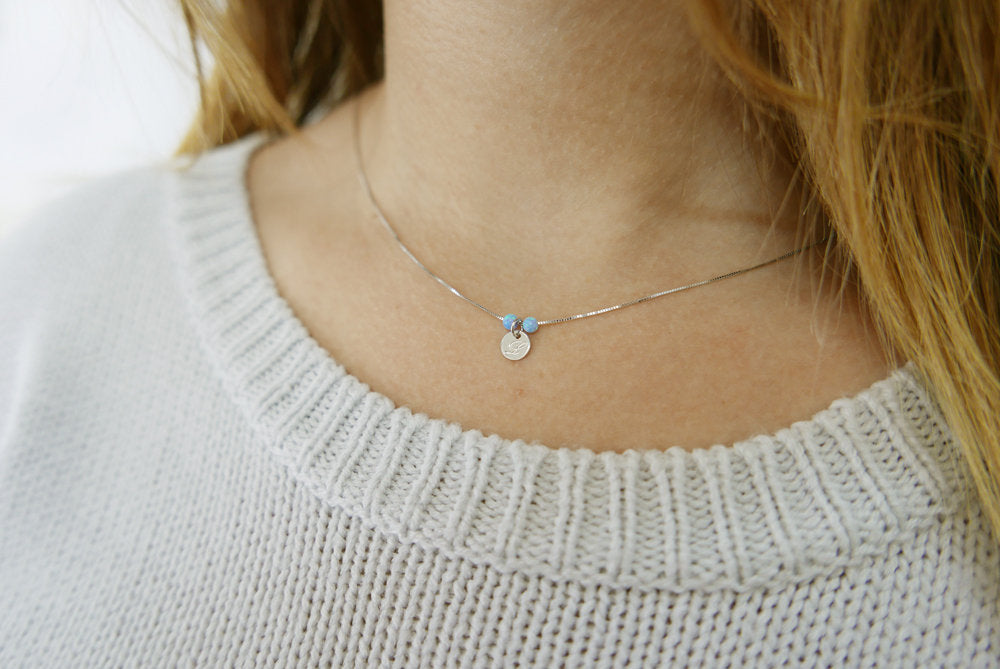 Letter charm necklace with opal