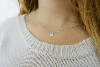Letter charm necklace with opal