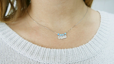 Letter charm necklace with opal