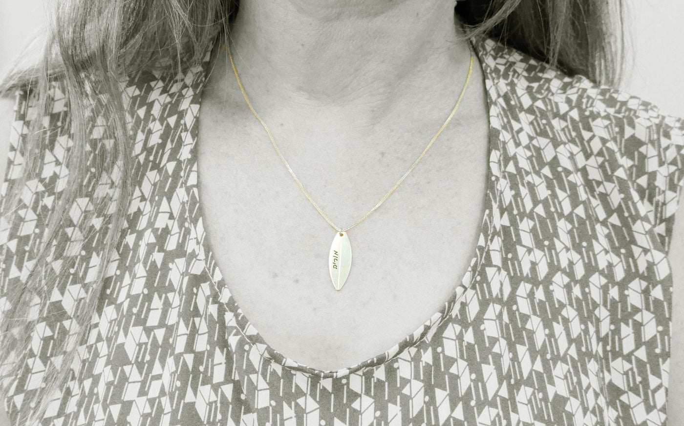 Surfboard gold name Pendant