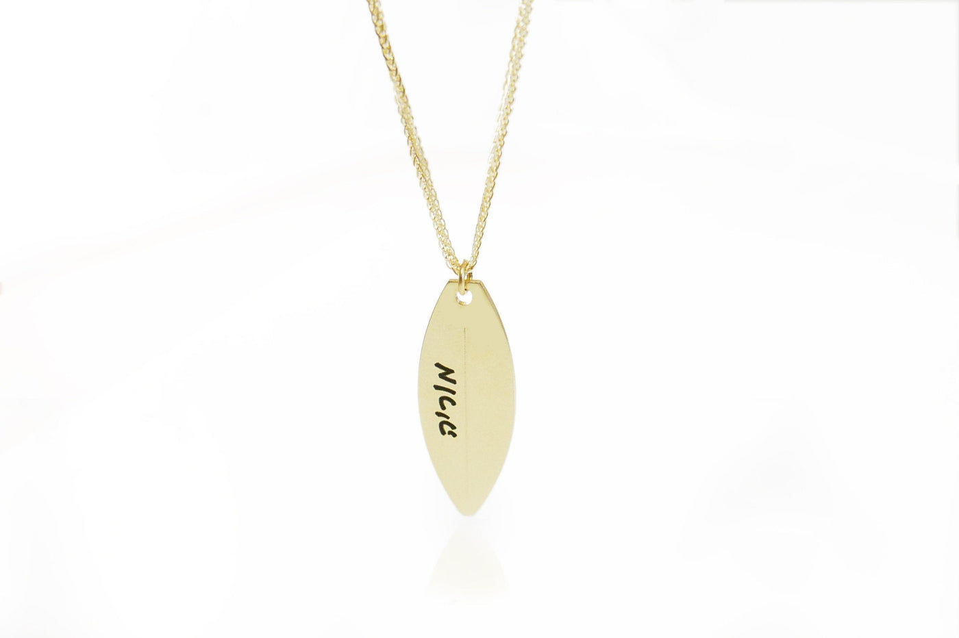 Surfboard gold name Pendant