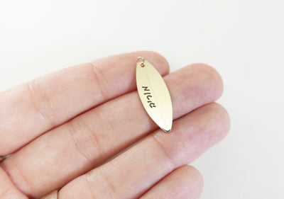Surfboard gold name Pendant