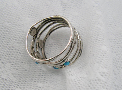 Wide sterling silver opal ring