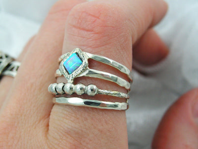 Opal boho silver  ring