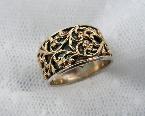 Lace Silver gold  ring