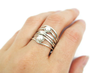 Pearl Wide silver ring