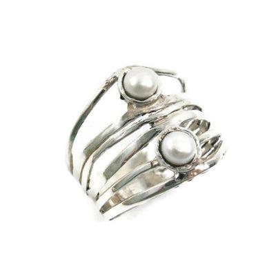 Pearl Wide silver ring