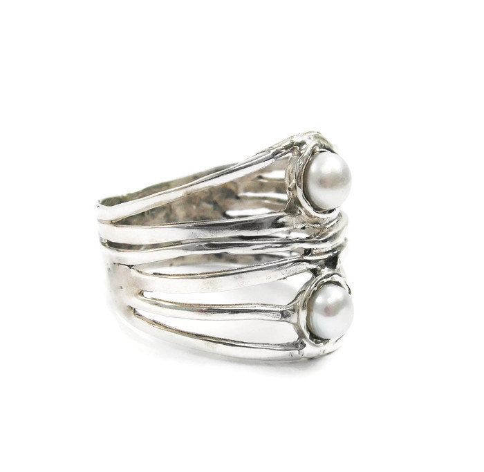 Pearl Wide silver ring