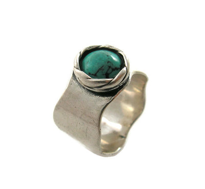 Wide wavy turquoise ring