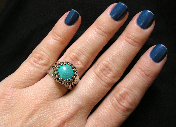 Native american Turquoise floral ring