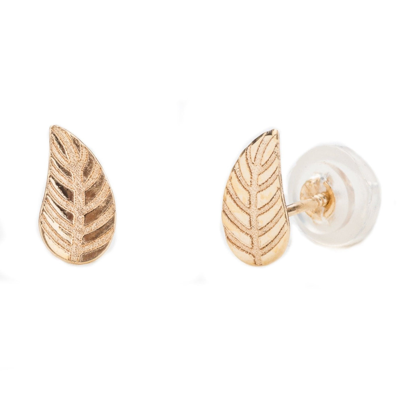 small white gold LEAF-SHAPED STUD EARRINGS