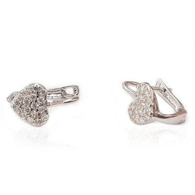 WHITE GOLD HEART EARRINGS WITH ZIRCON