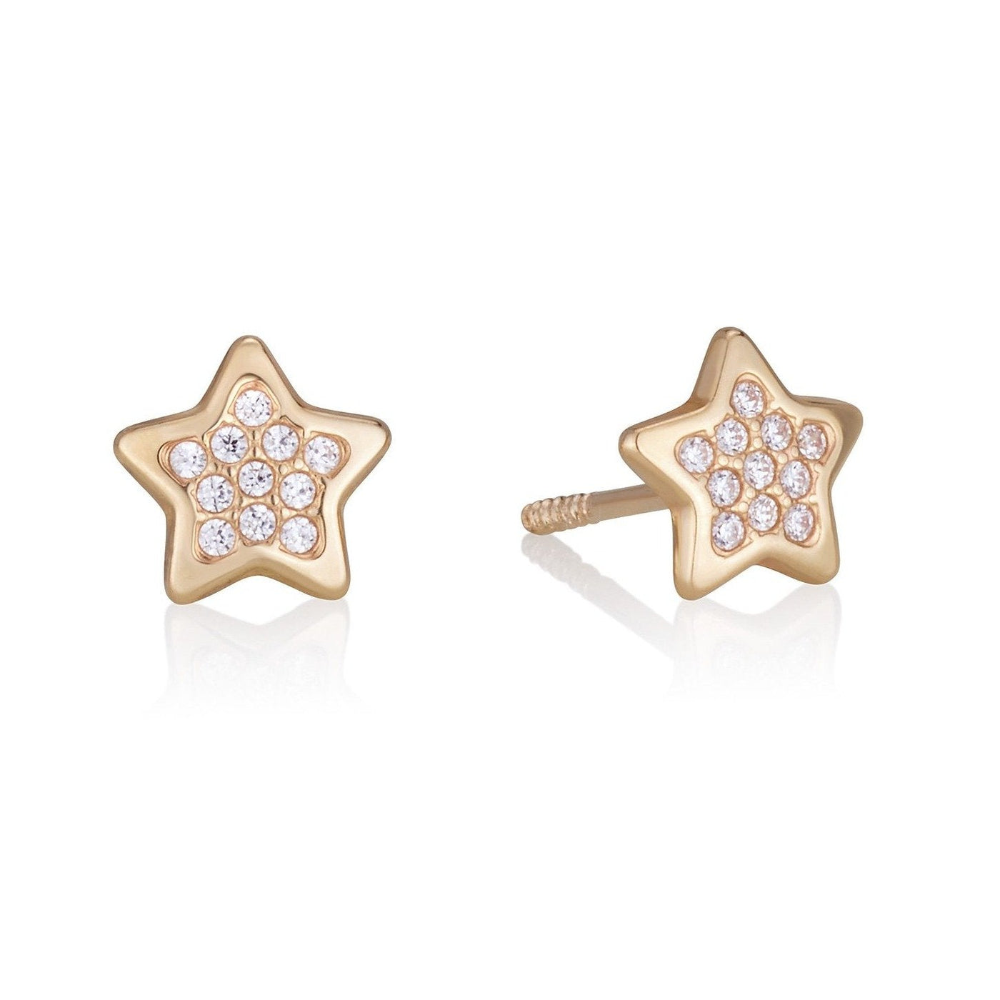 6mm gold stars stud earrings with zircon