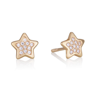 6mm gold stars stud earrings with zircon