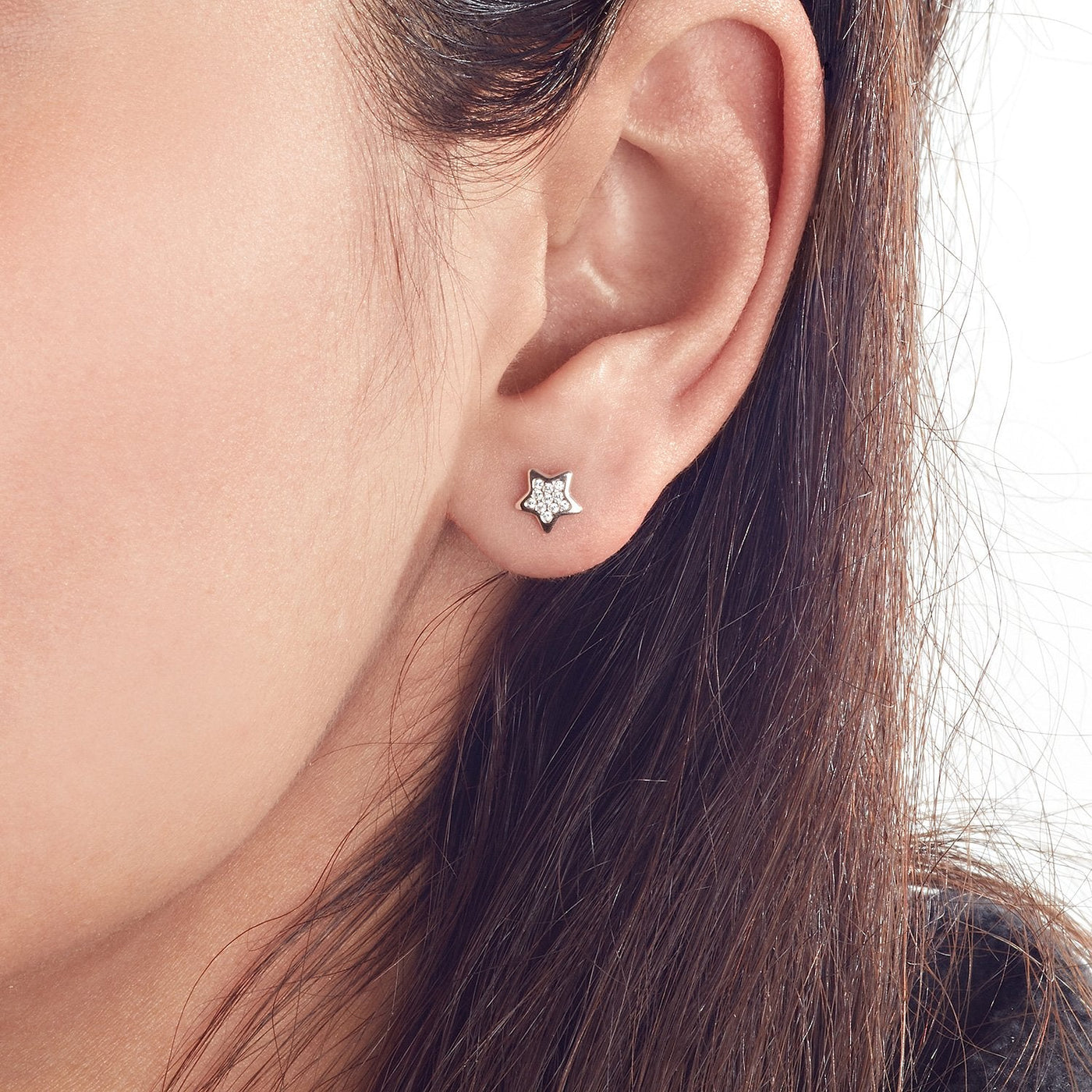 6mm gold stars stud earrings with zircon