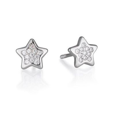 6MM WHITE GOLD STARS STUD EARRINGS WITH ZIRCON