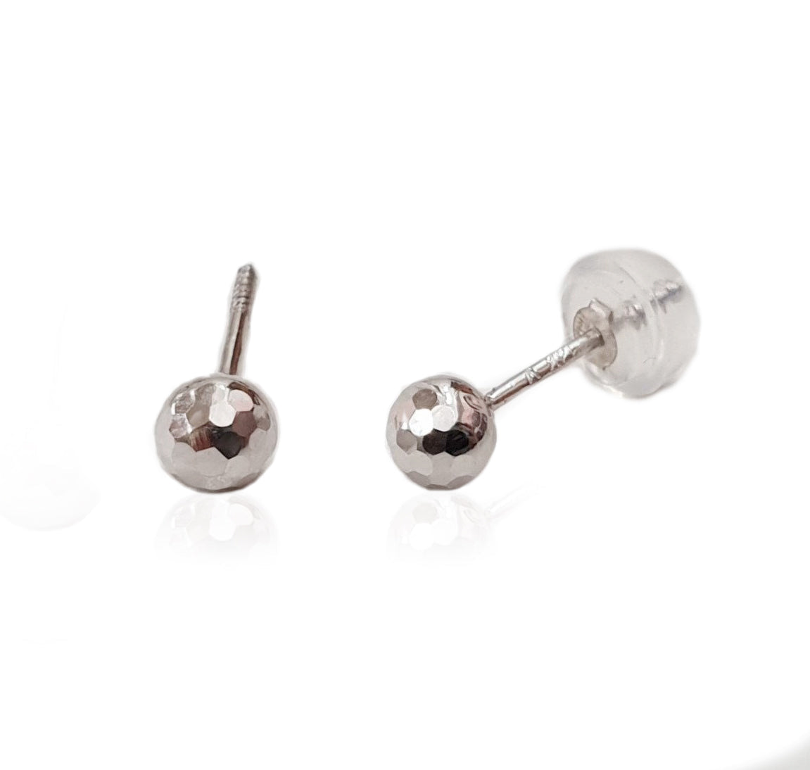 white gold 4 mm disco ball earrings