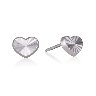 designed white gold heart earrings