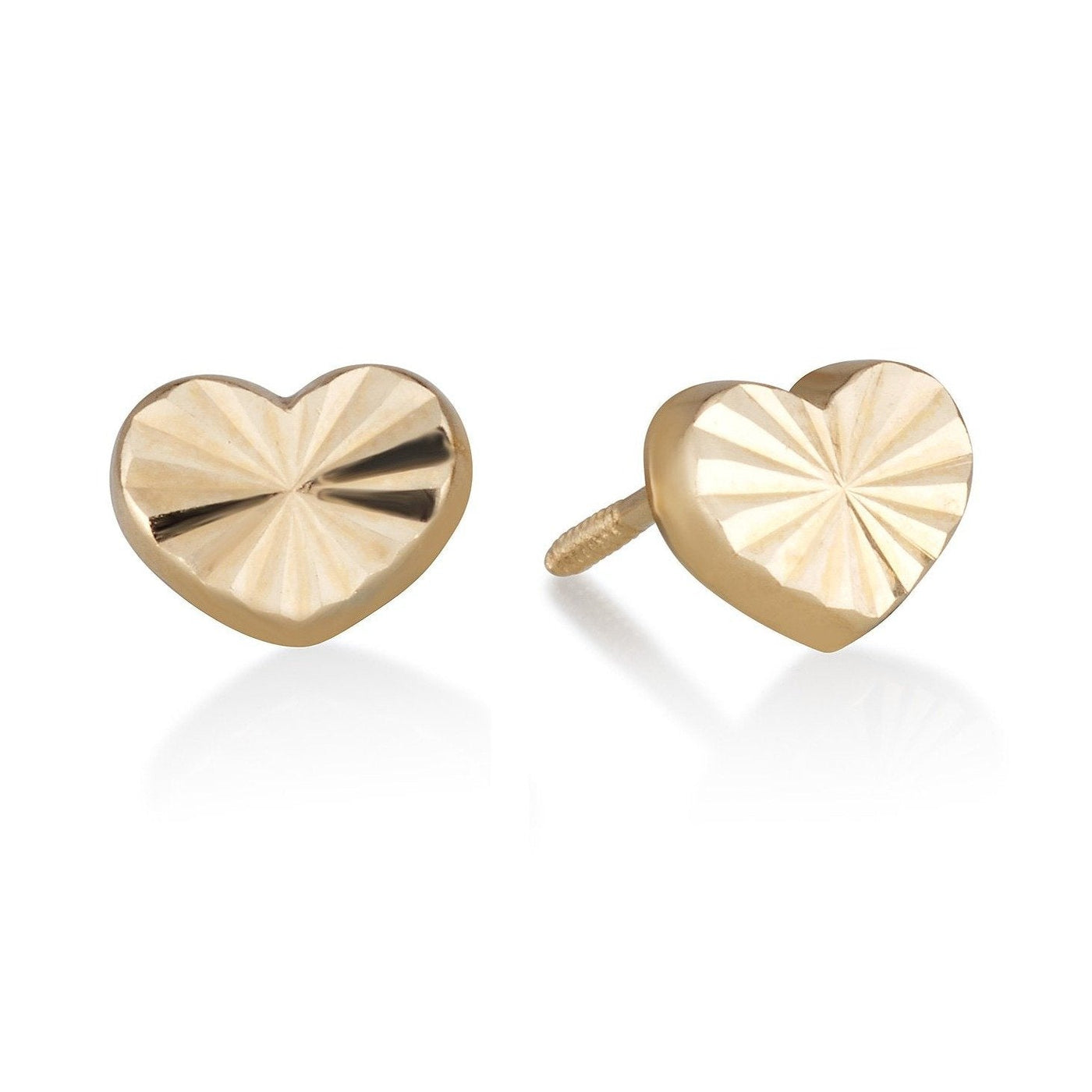 designed yellow gold heart earrings